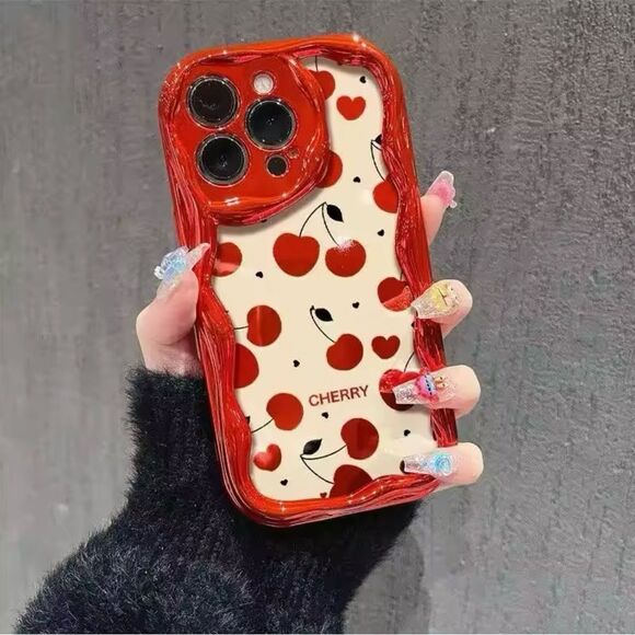 Cherry Delight iPhone 15 Pro Max Case with Red Beaded Handle - Picture 4 of 8